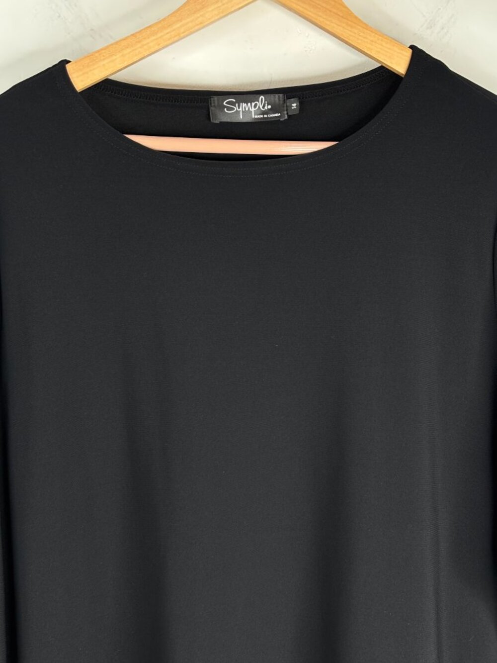 Sympli Black Tunic 14 Travel Jersey Knit 3/4 Sleeve Lagenlook Minimalist - Picture 2 of 6